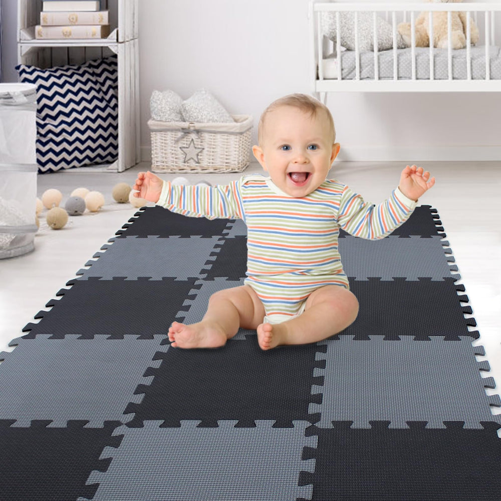 XMTMMD soft non-toxic foam baby play mat with colorful interlocking tiles for safe play.