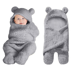 XMWEALTHY cute baby hooded swaddle blanket for warm, secure newborn sleep