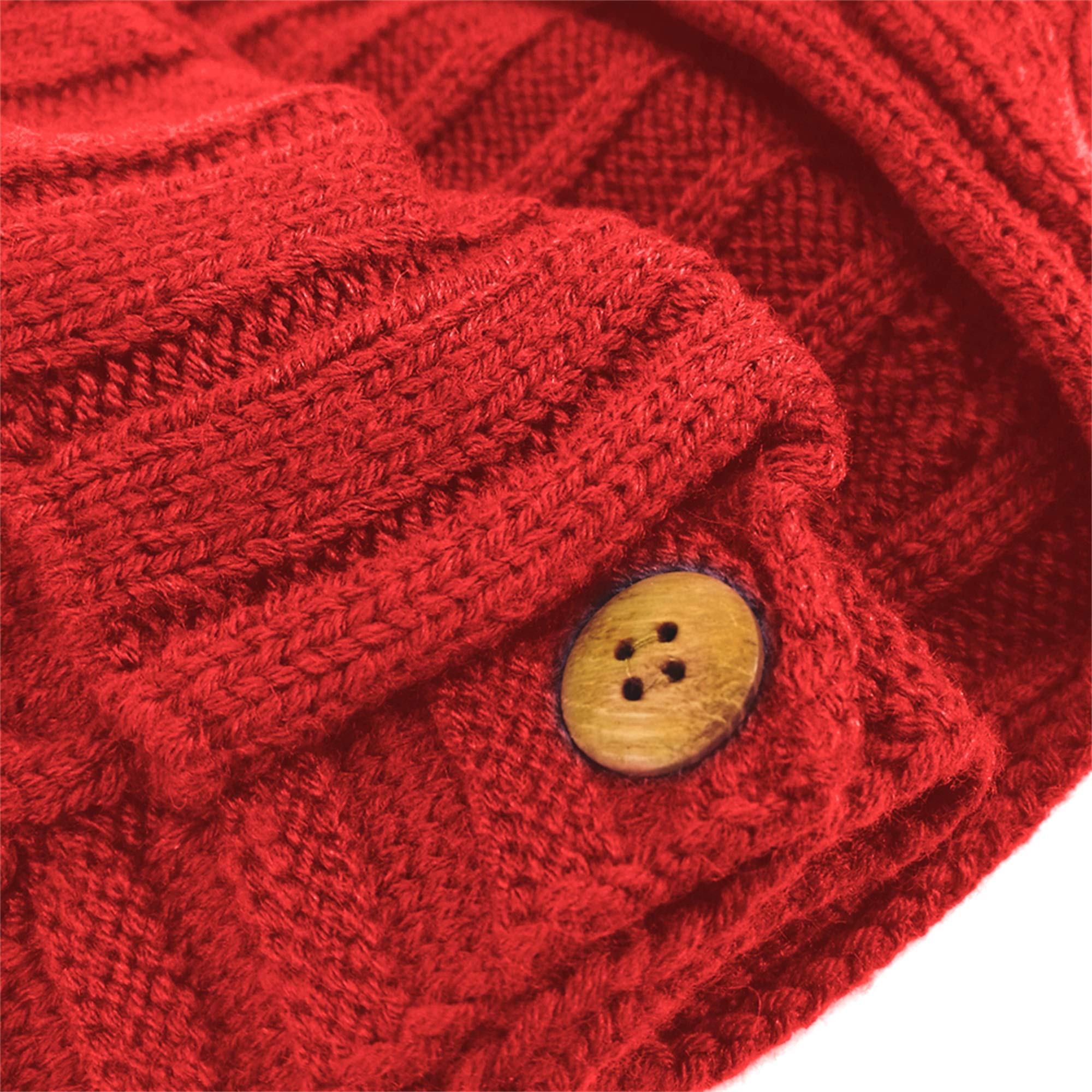 XMWEALTHY newborn wrap knit swaddle red folded close up highlighting soft stretch and cozy feel