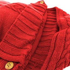 XMWEALTHY newborn wrap knit swaddle red worn by parent shows easy secure swaddling