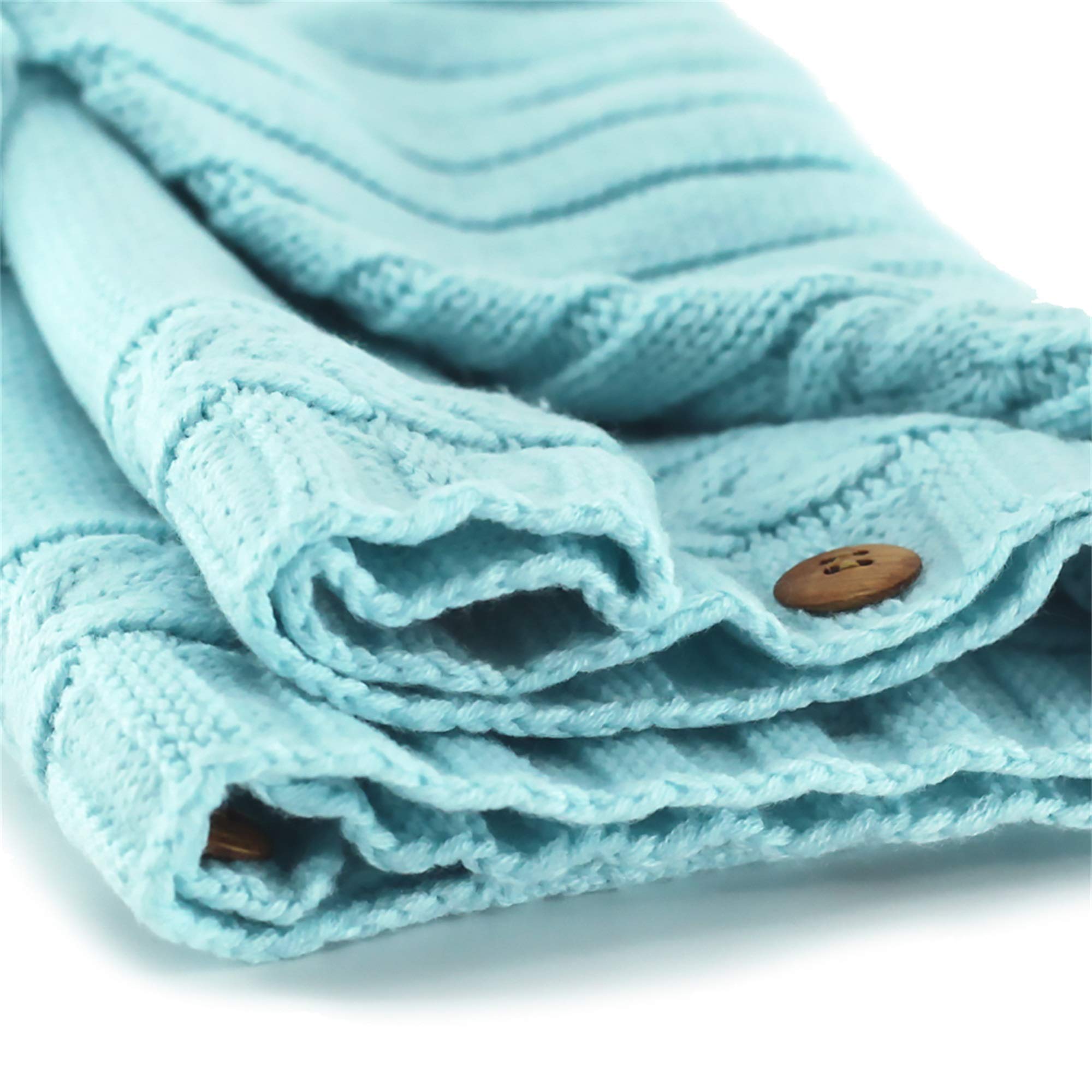XMWEALTHY newborn wrap swaddle sky blue on baby for secure, comforting sleep.