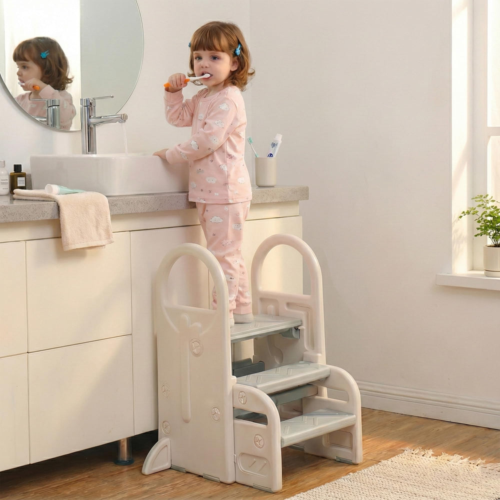 XPECIAL adjustable toddler step stool grey steps for sink access and training