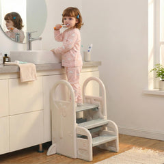 XPECIAL adjustable toddler step stool grey steps for sink access and training