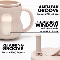 XPECIAL silicone straw lid assembly enables spill-free sipping on the go.