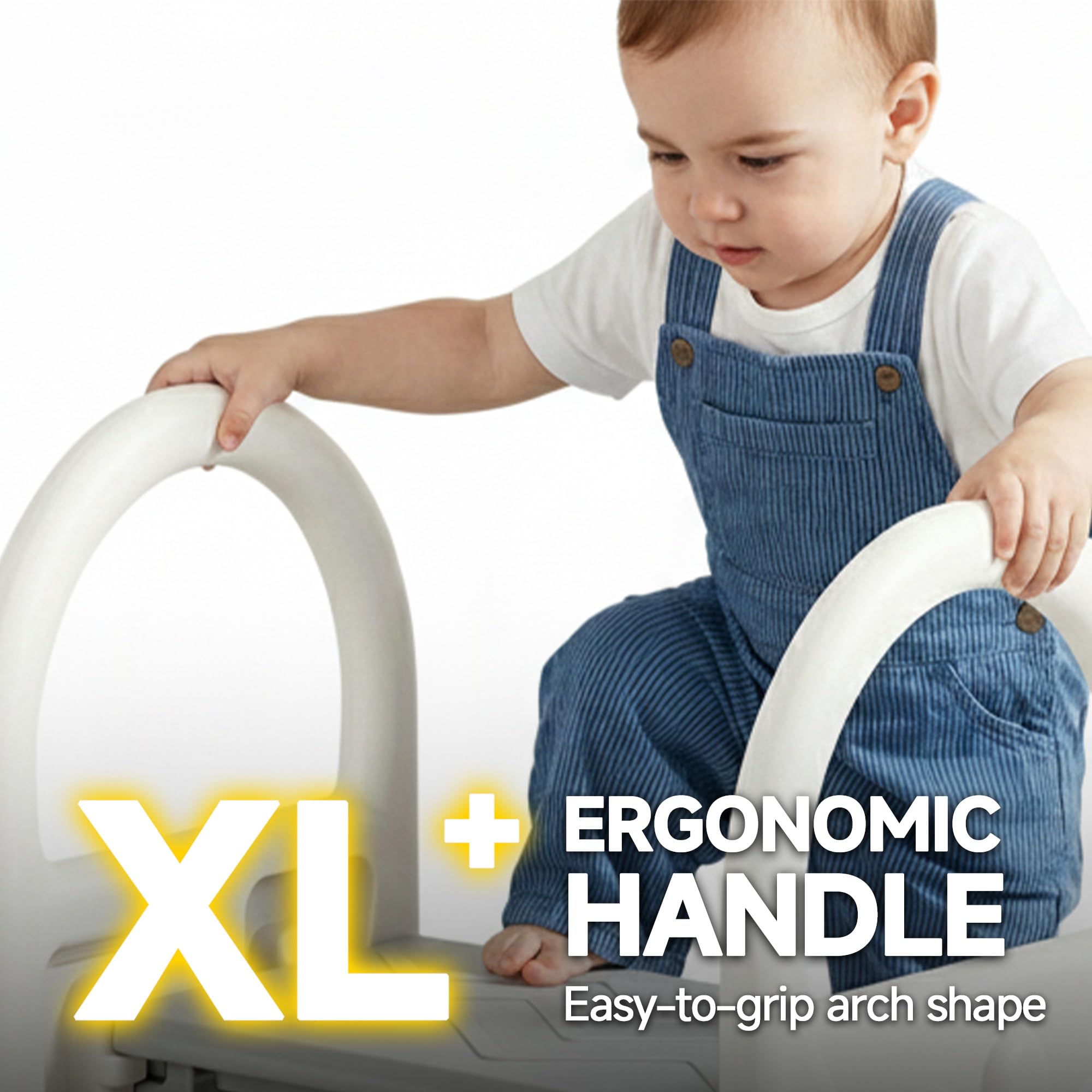 XPECIAL toddler step stool handles front view secure grip during bathroom routines