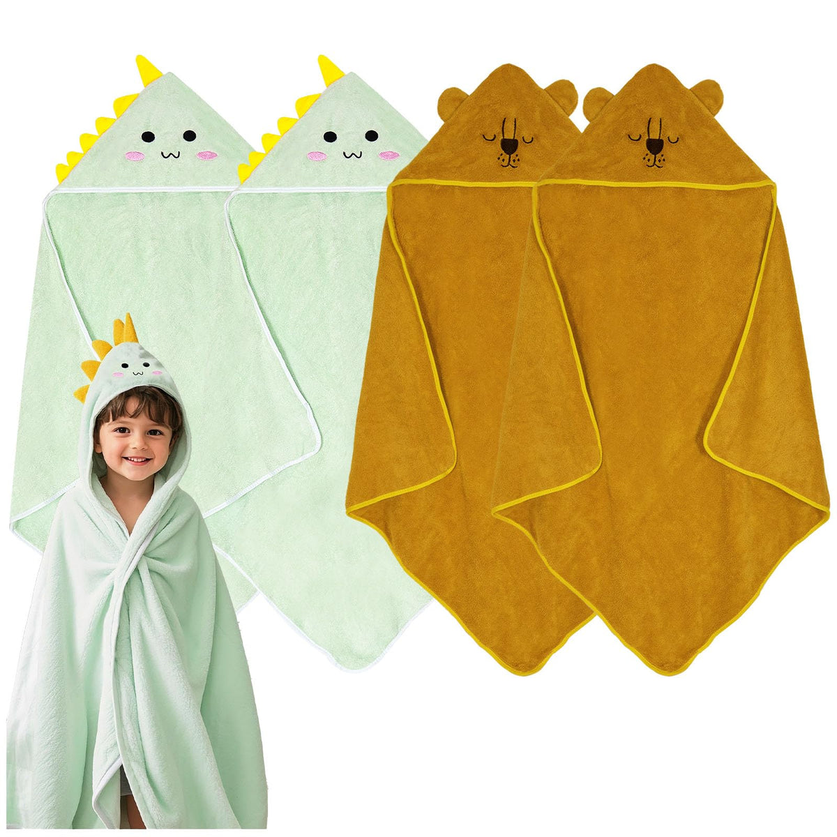 Xpertwarm hooded baby towel pack shows plush coral fleece for gentle post-bath warmth.