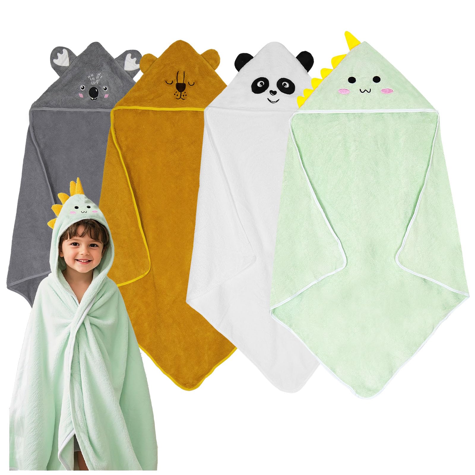 xpertwarm hooded baby towels 4pack front view for cozy newborn bath time