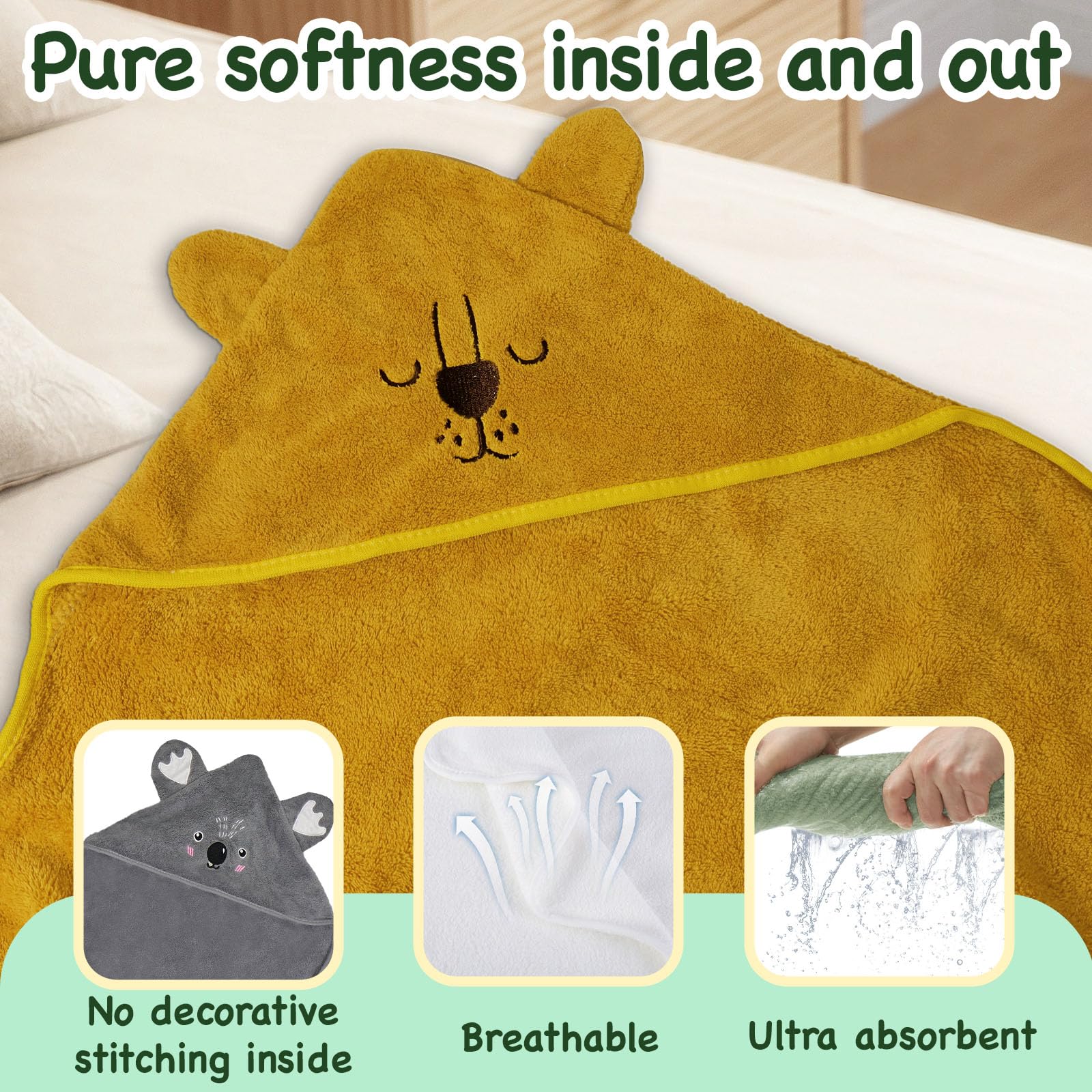 Xpertwarm Hooded Towel 4 Pack demonstrates reliable drying after bath or swim.