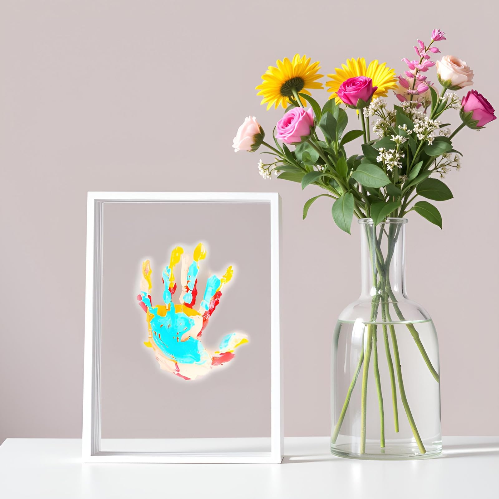 XQC wall display ideas with the handprint kit on wall or desk