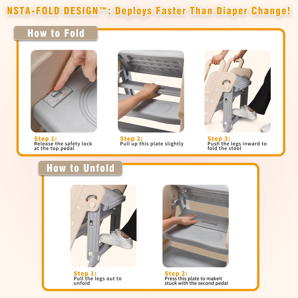 XQIAO grey toddler step stool easy to wipe clean with a damp cloth.