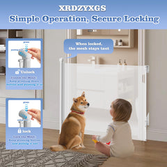 XRDZYXGS gate with one-handed lock demonstrates effortless operation.