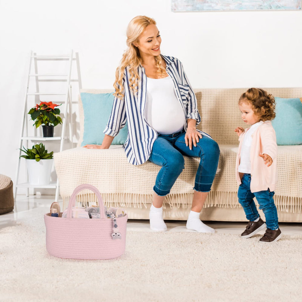 XUANGUO diaper caddy placed on dresser for nursery organization