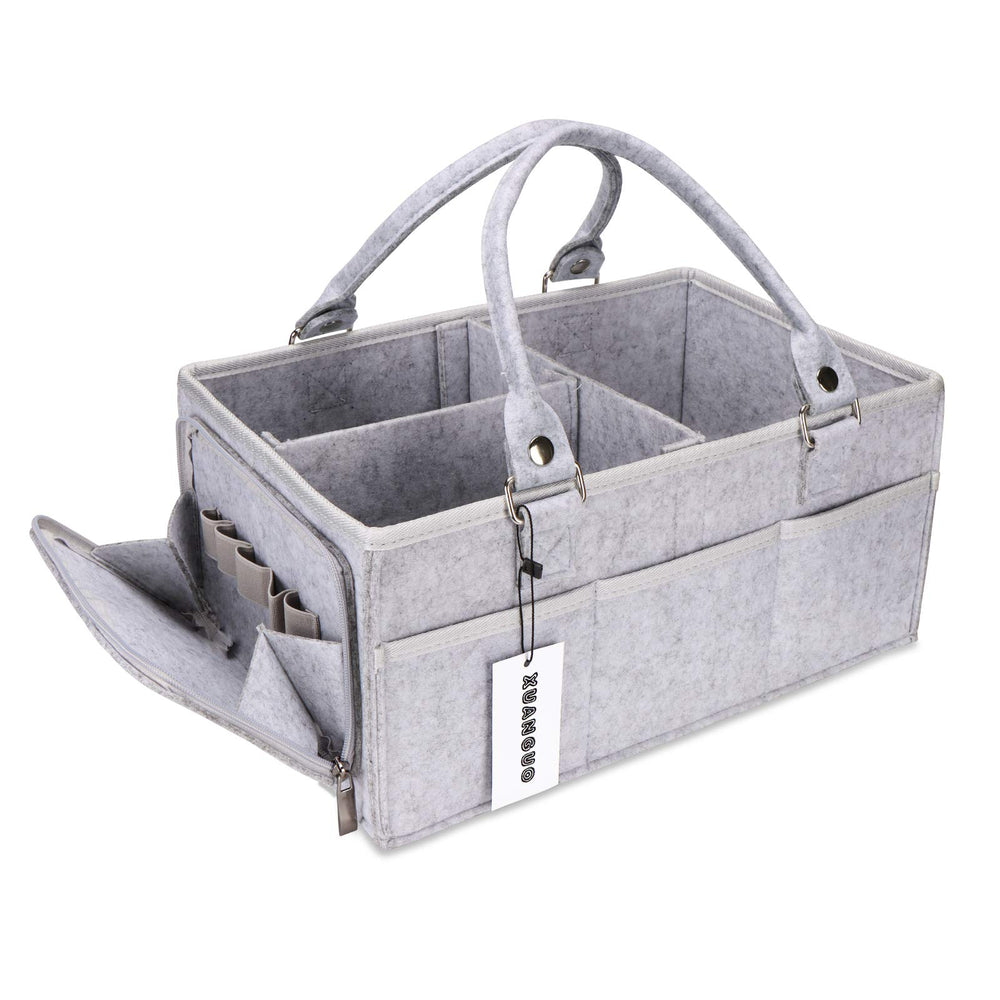 XUANGUO baby diaper caddy with handle grey keeps nursery essentials organized and within reach