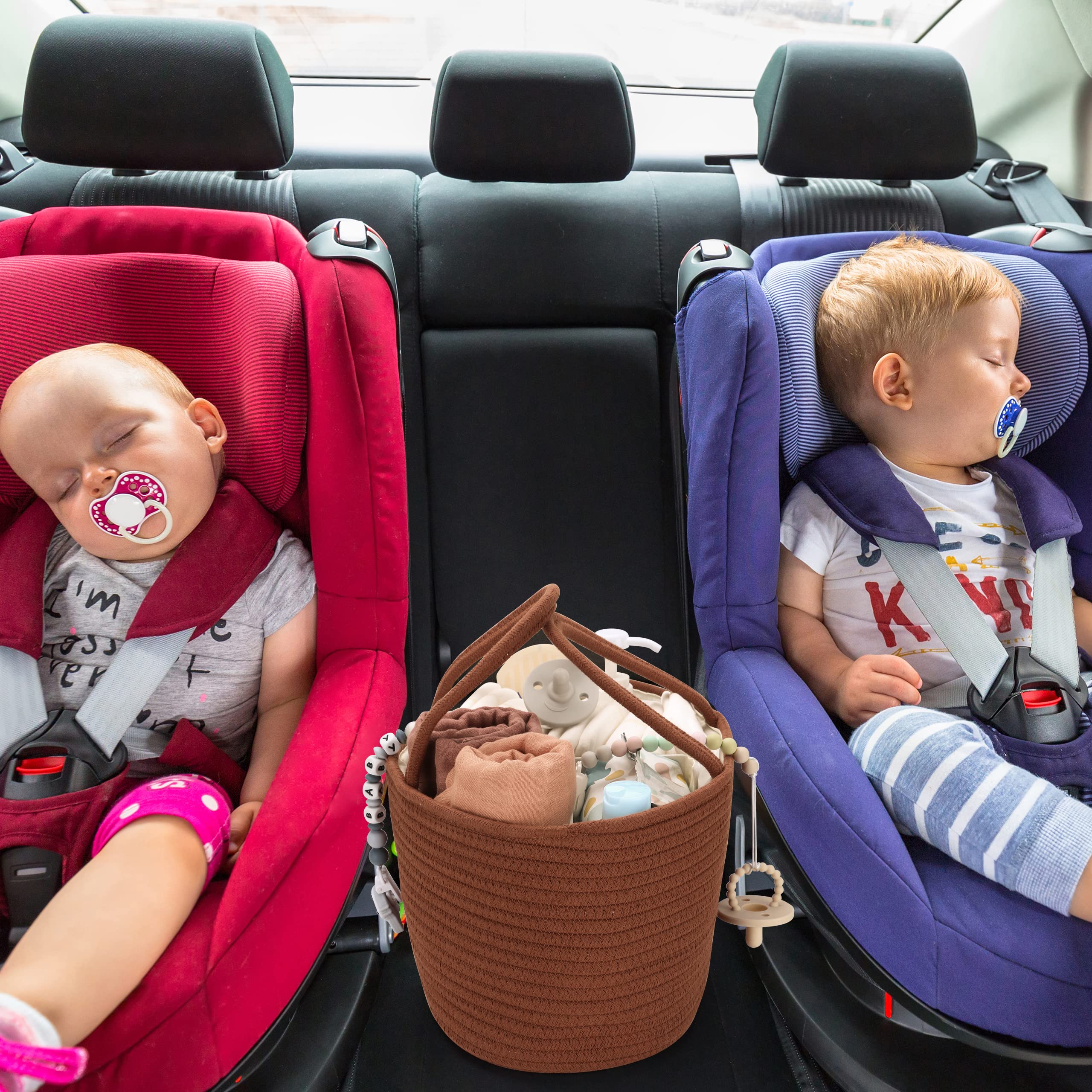 XUANGUO changing table storage bin keeps wipes and diapers within easy reach.