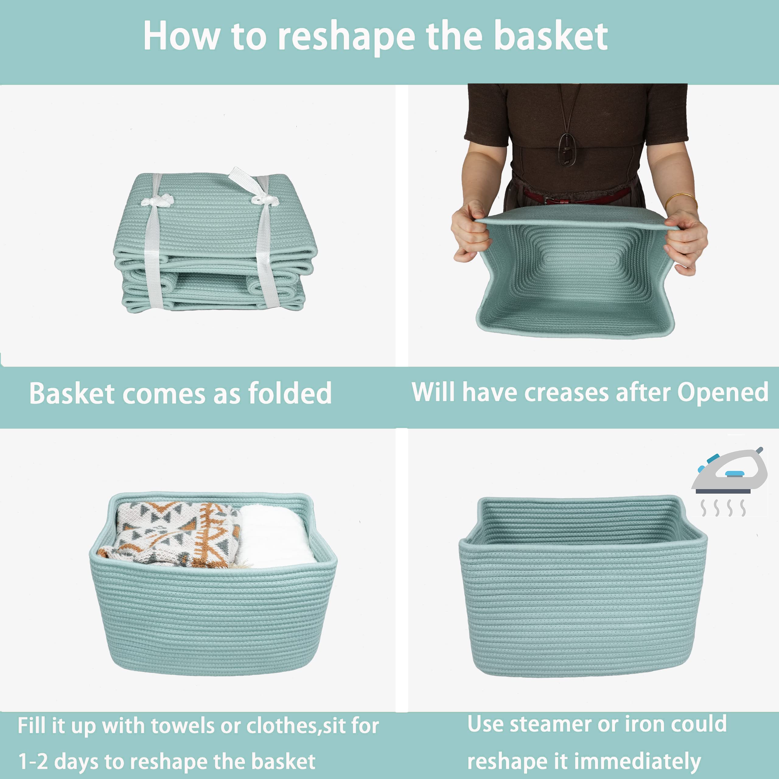 XUANGUO 3-pack green rope baskets for versatile storage