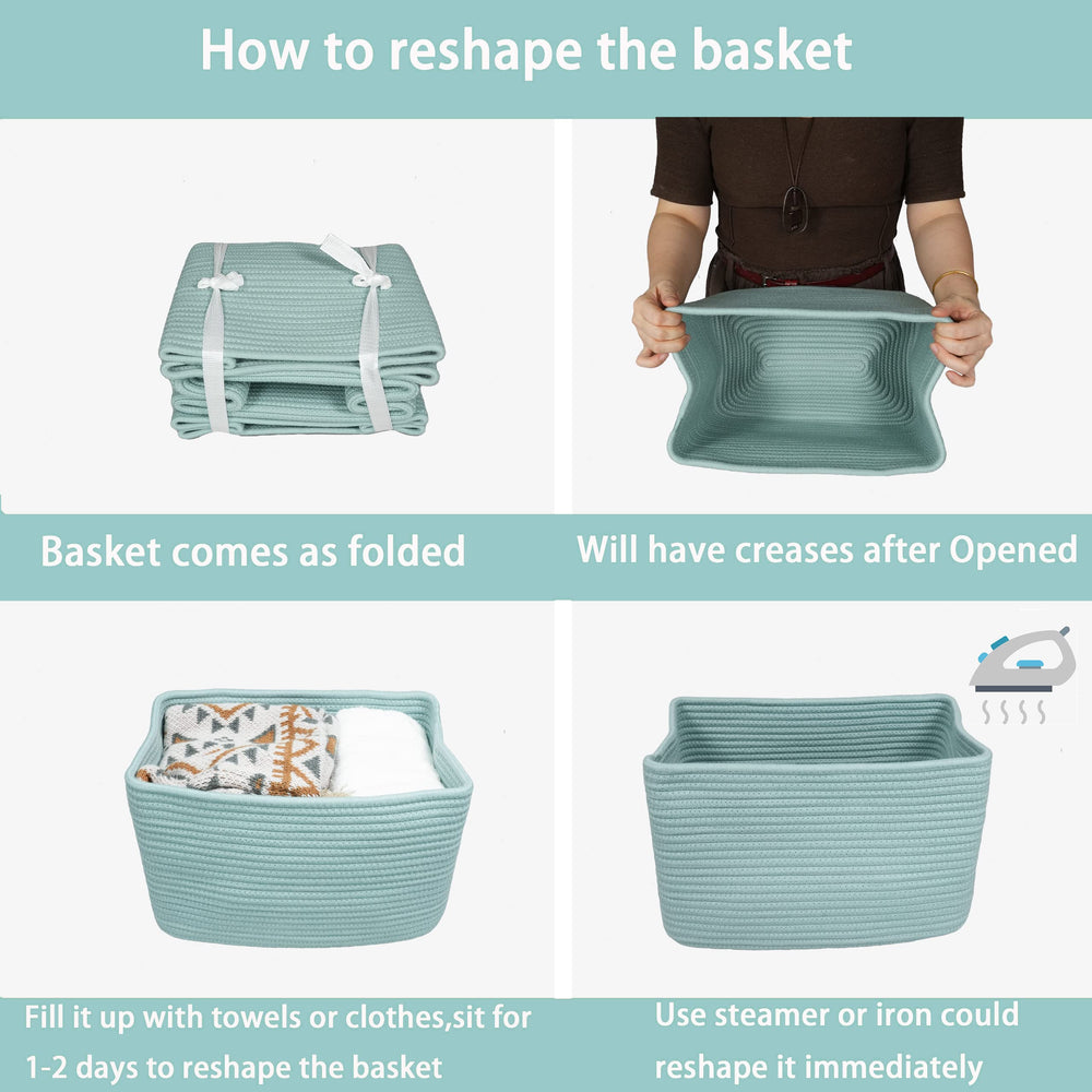 XUANGUO 3-pack green rope baskets for versatile storage