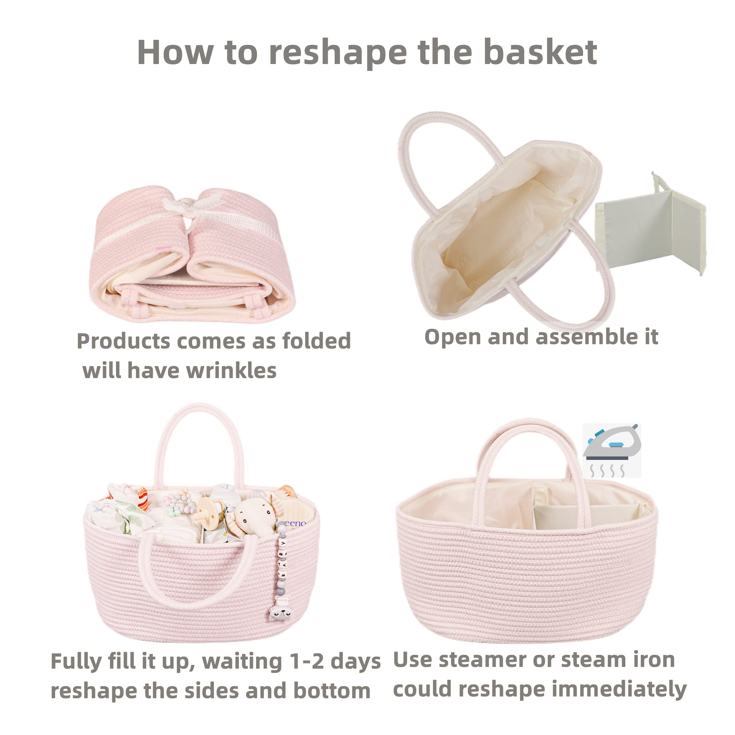 XUANGUO car travel diaper caddy pink shows multipurpose use during on the go moments.