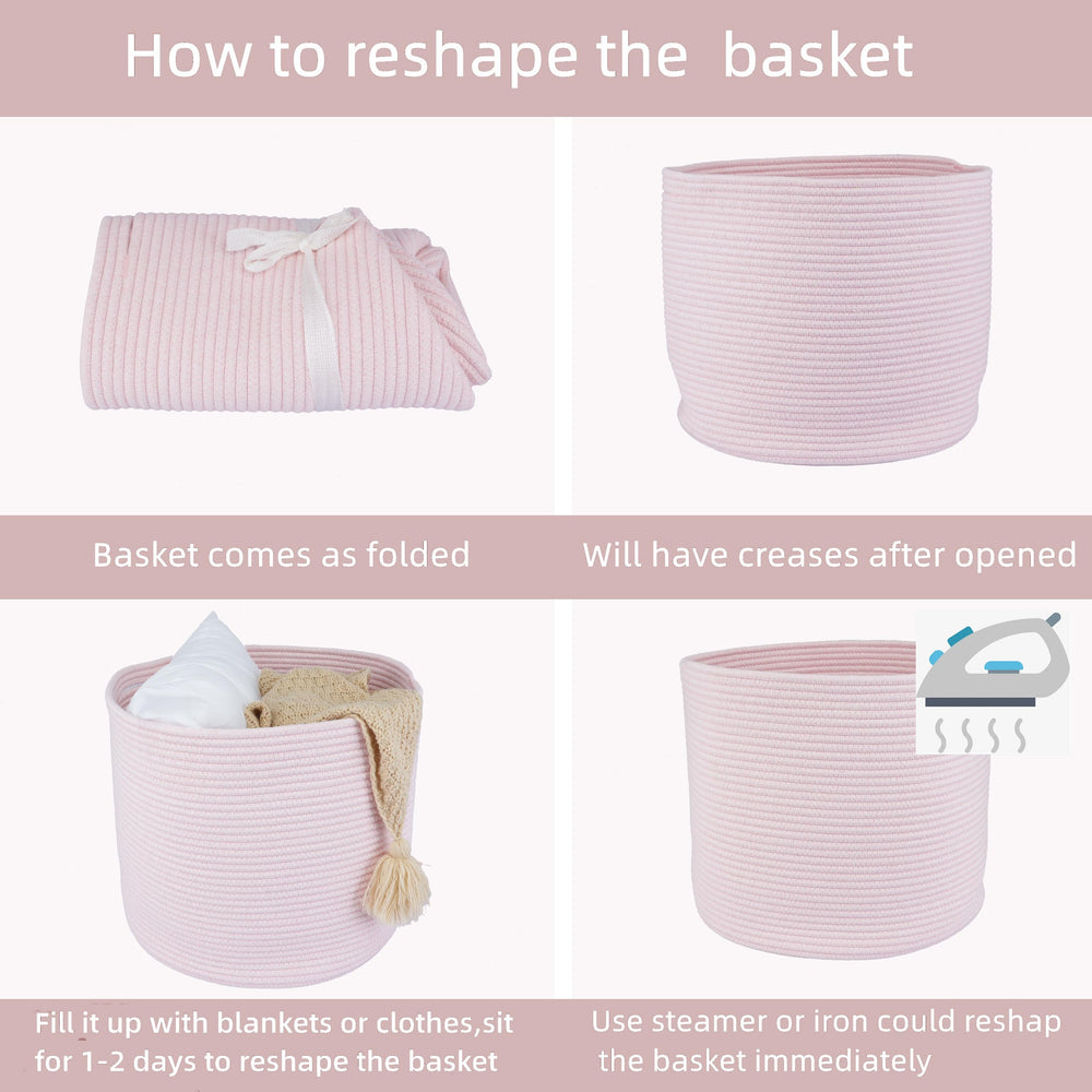 XUANGUO Cotton Rope Basket care-wash highlights machine-washable care in a delicates bag.
