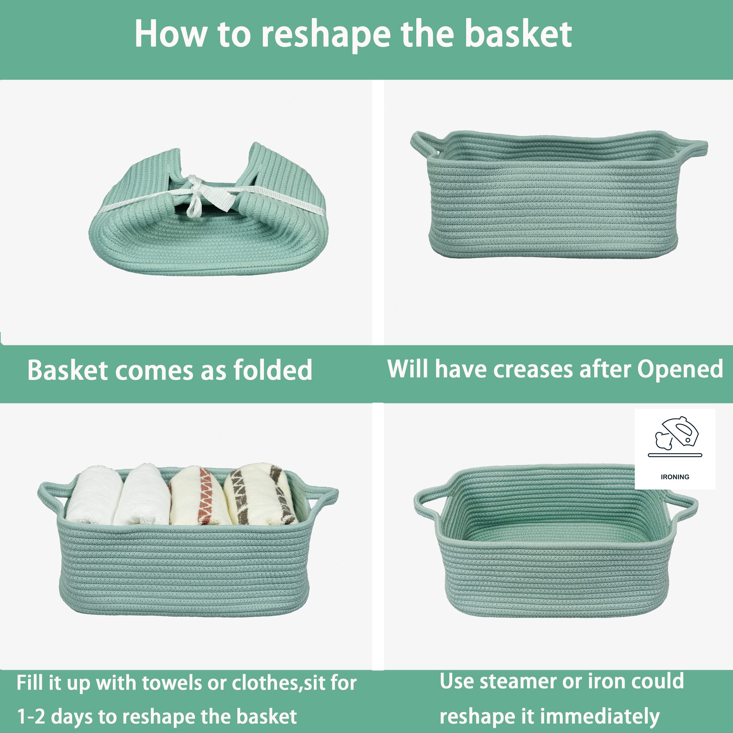 XUANGUO light-green rope basket shown for office and dining use.