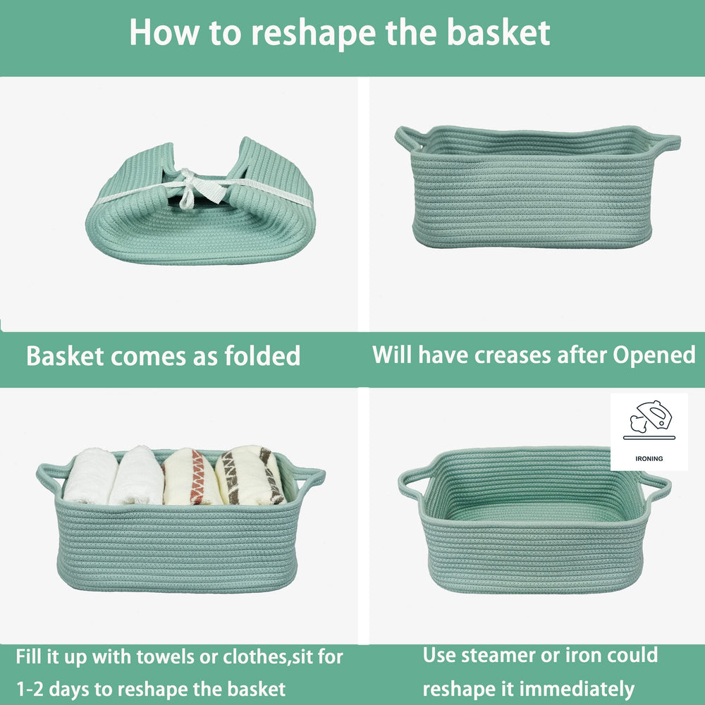 XUANGUO light-green rope basket shown for office and dining use.