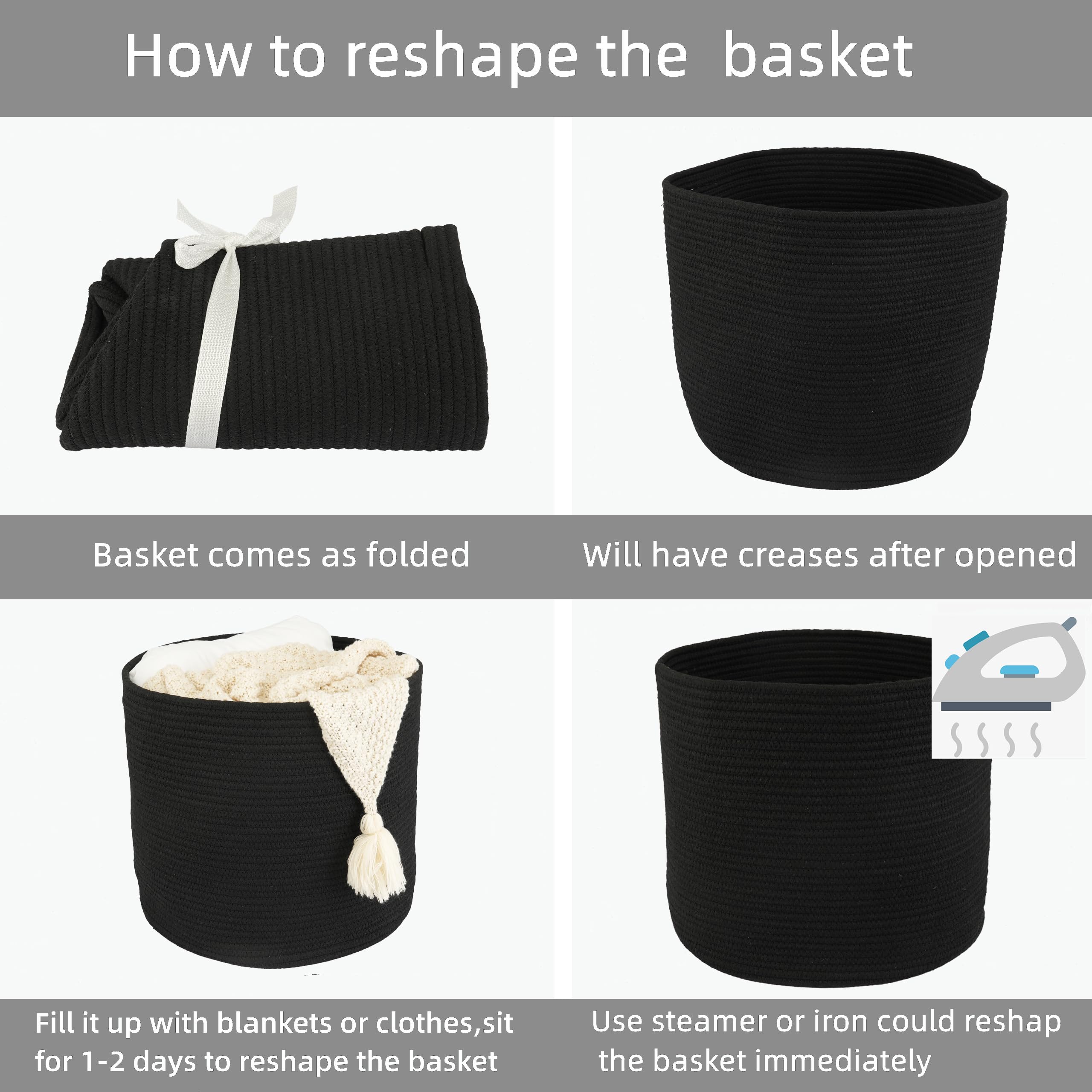 XUANGUO rope basket folds flat for compact storage when not in use.