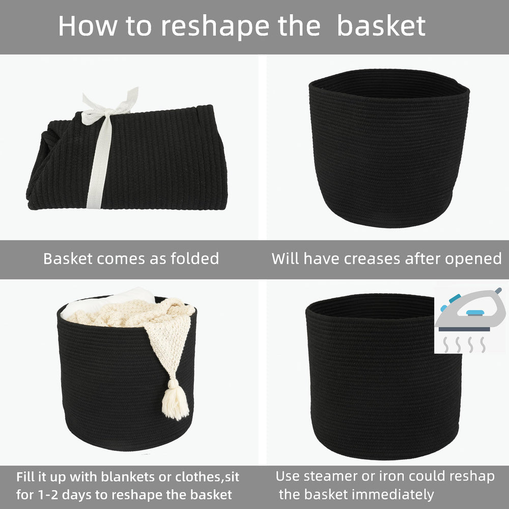 XUANGUO rope basket folds flat for compact storage when not in use.