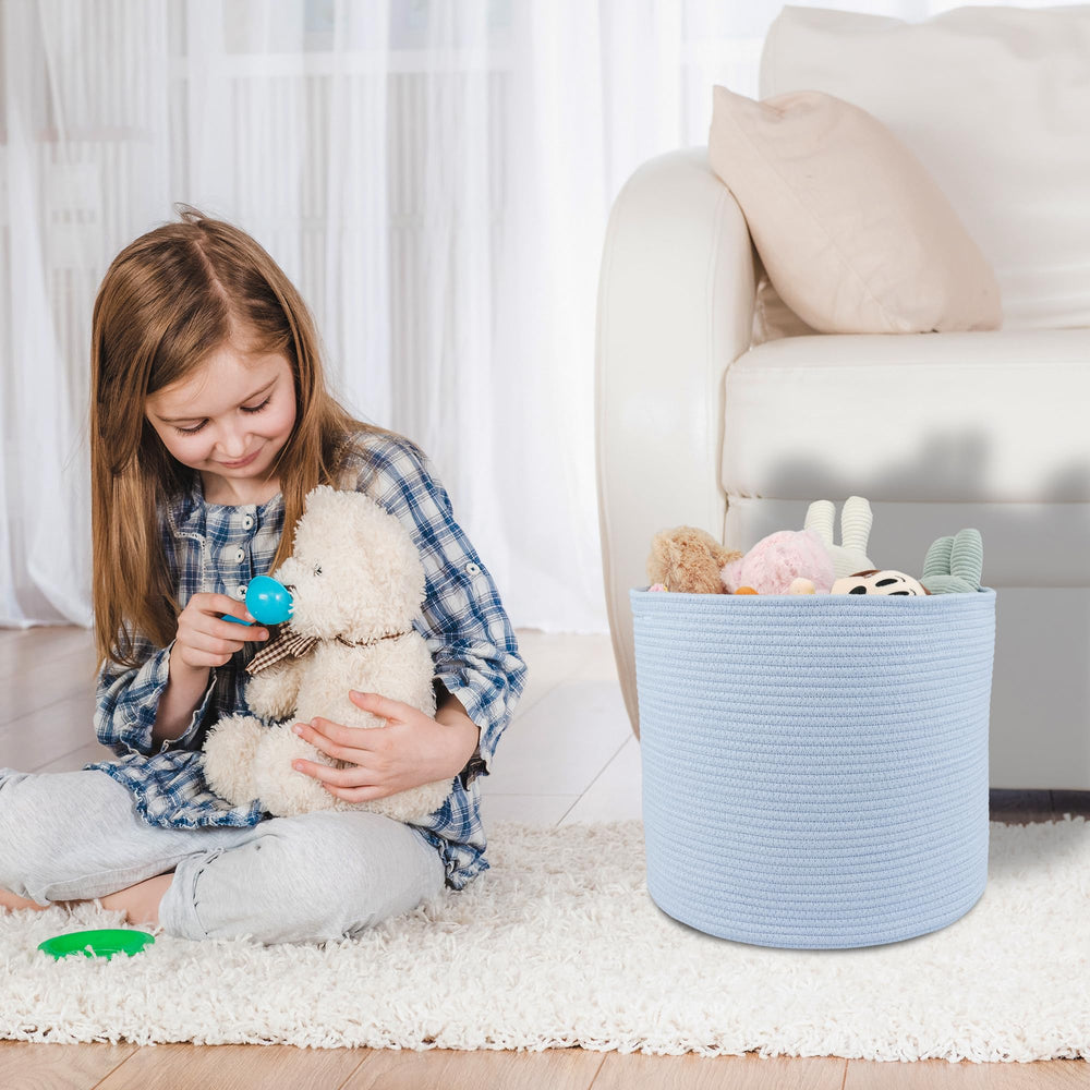XUANGUO cotton rope basket folded-flat-fold demonstrates compact storage