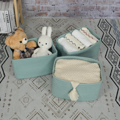 XUANGUO rectangle rope basket folded flat and reshaped