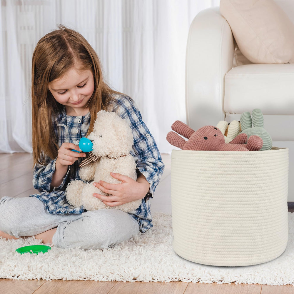 XUANGUO cotton rope basket hidden handles enable easy room-to-room transport