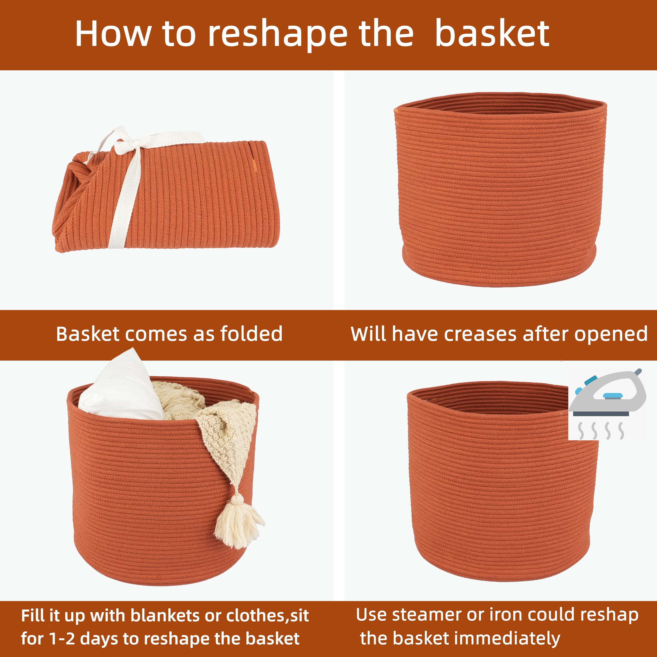 XUANGUO cotton rope basket in laundry area for towels and clothes.