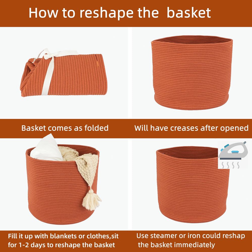 XUANGUO cotton rope basket in laundry area for towels and clothes.