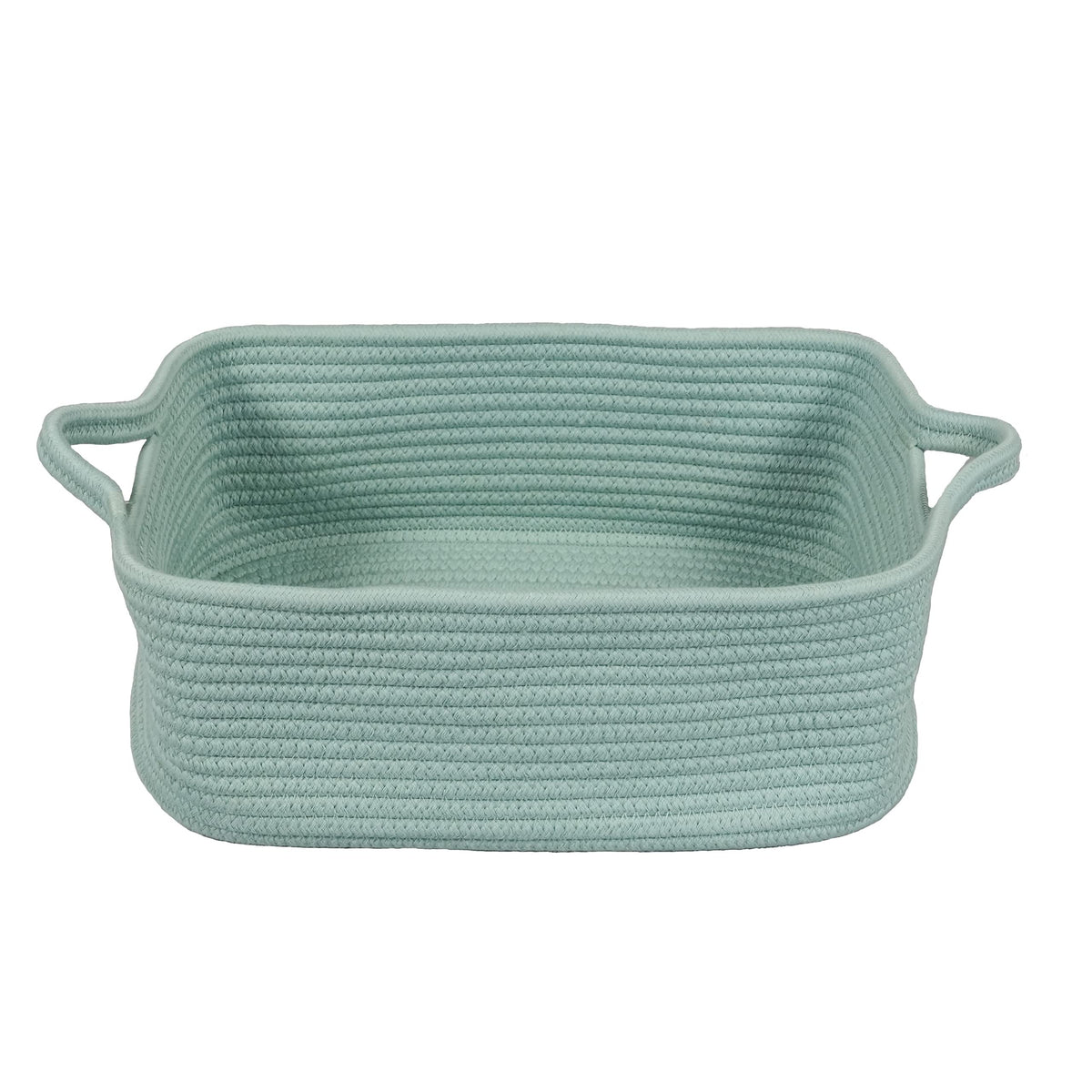 XUANGUO cotton rope basket light green with rectangle handles for tidy storage.