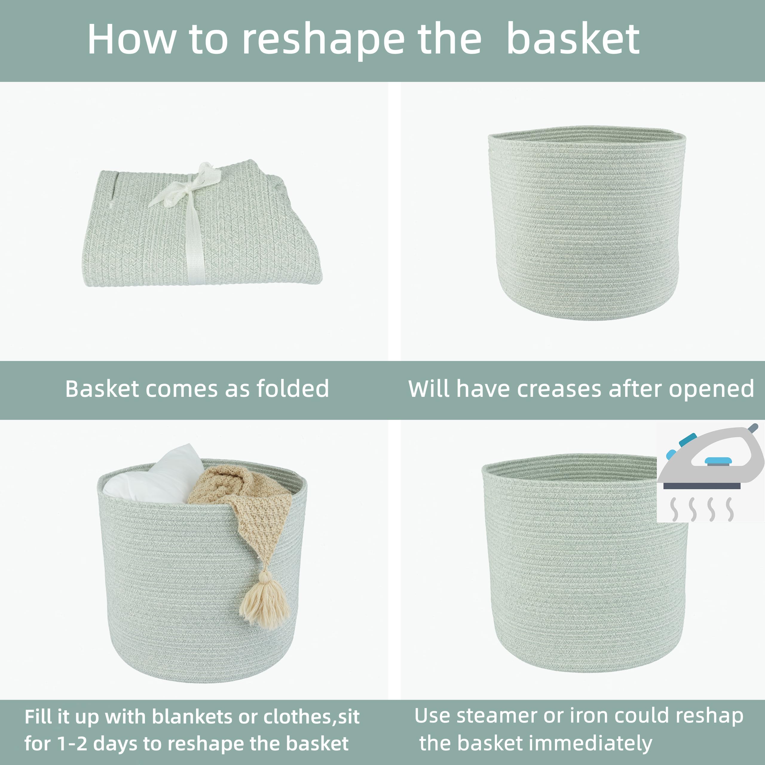 XUANGUO cotton rope basket machine-washable easy cleaning