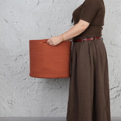 XUANGUO cotton rope basket with hidden handles; easy to move between spaces.