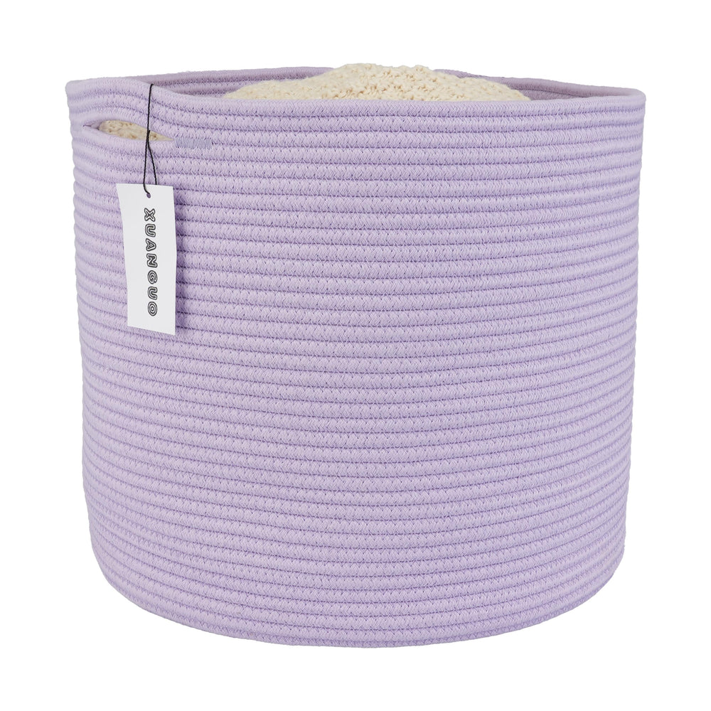 XUANGUO cotton rope basket for nursery round organizes baby essentials with soft storage.