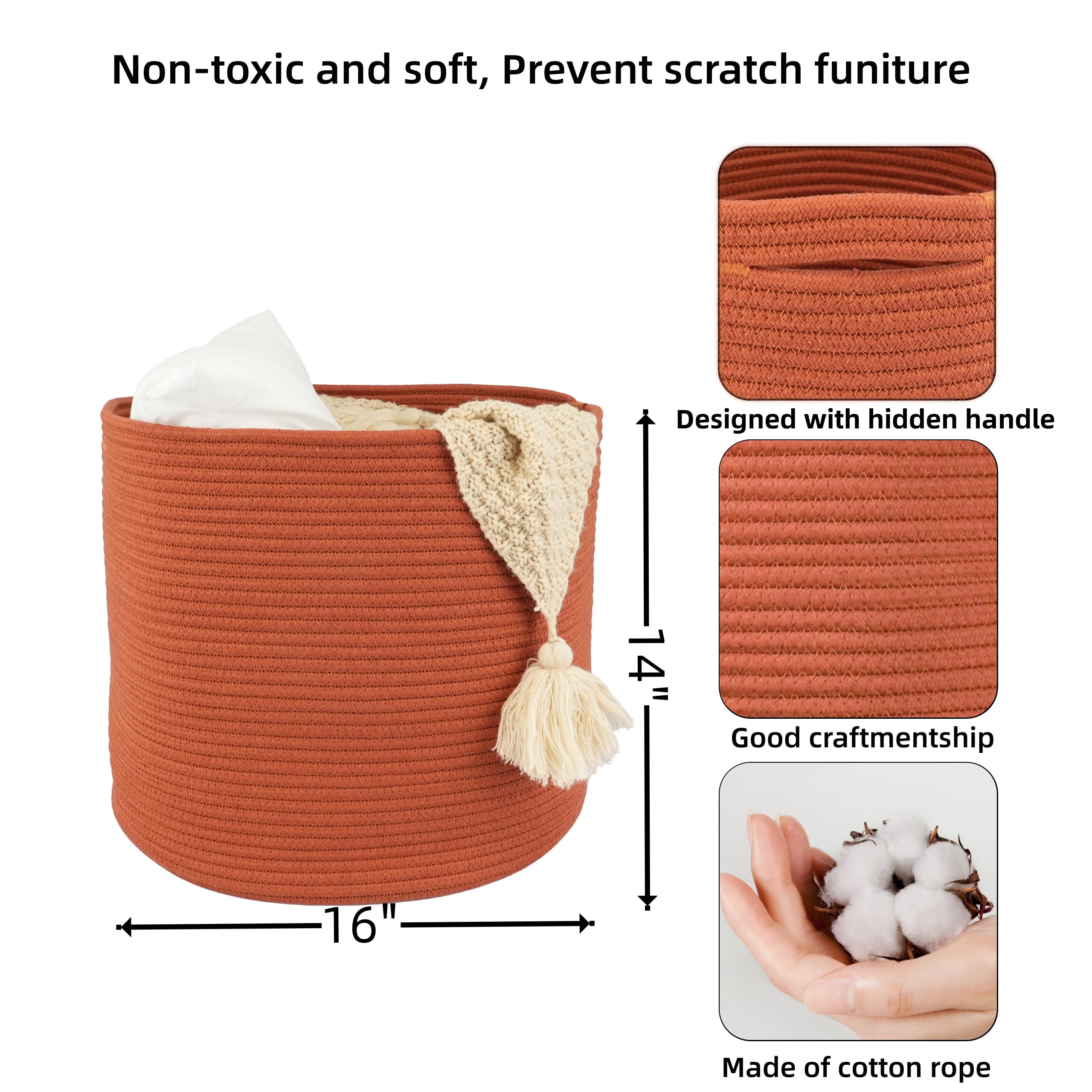 XUANGUO cotton rope basket round shape ready for toy and blanket storage.