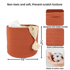 XUANGUO cotton rope basket round shape ready for toy and blanket storage.