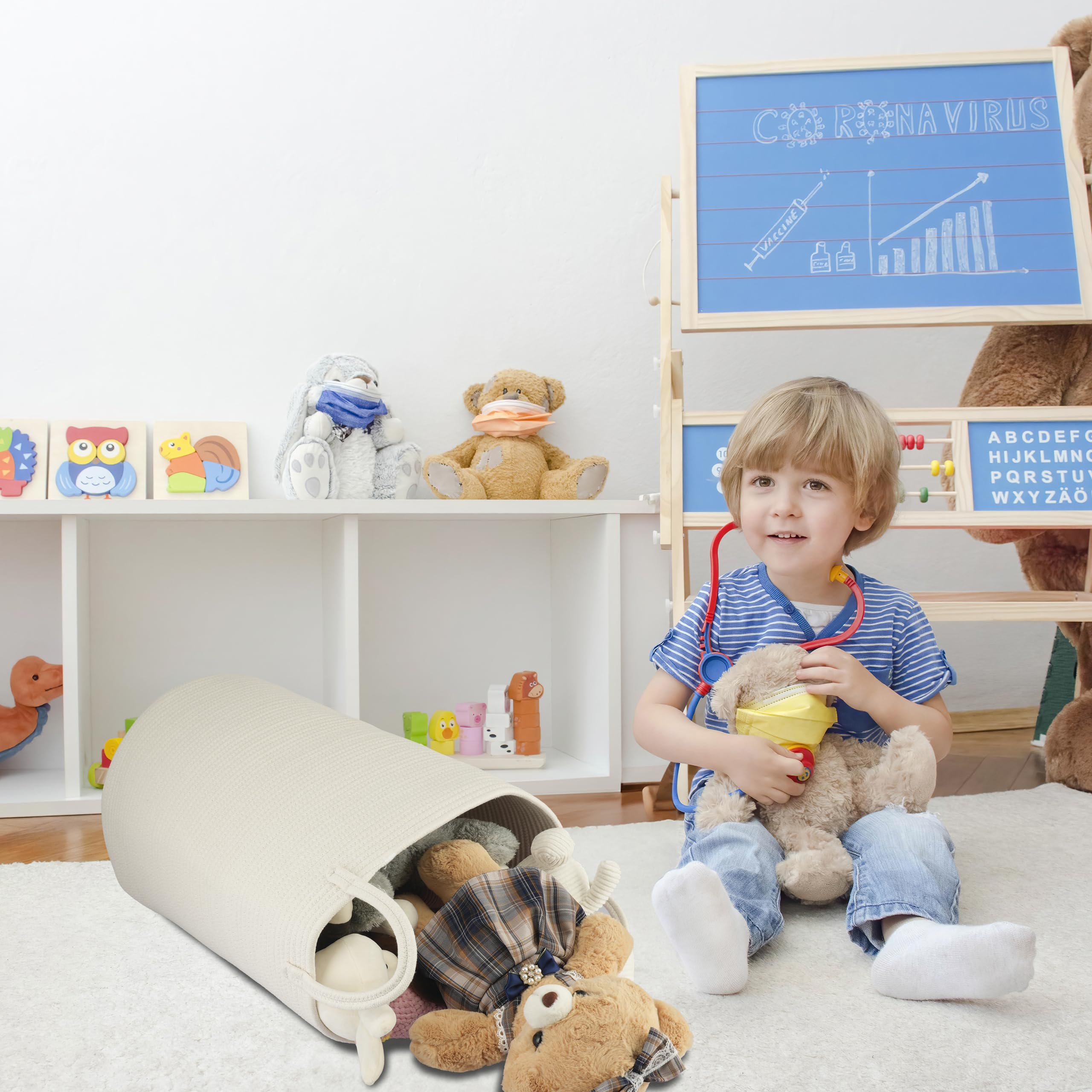 XUANGUO cotton rope basket neatly organizes towels, blankets, or toys
