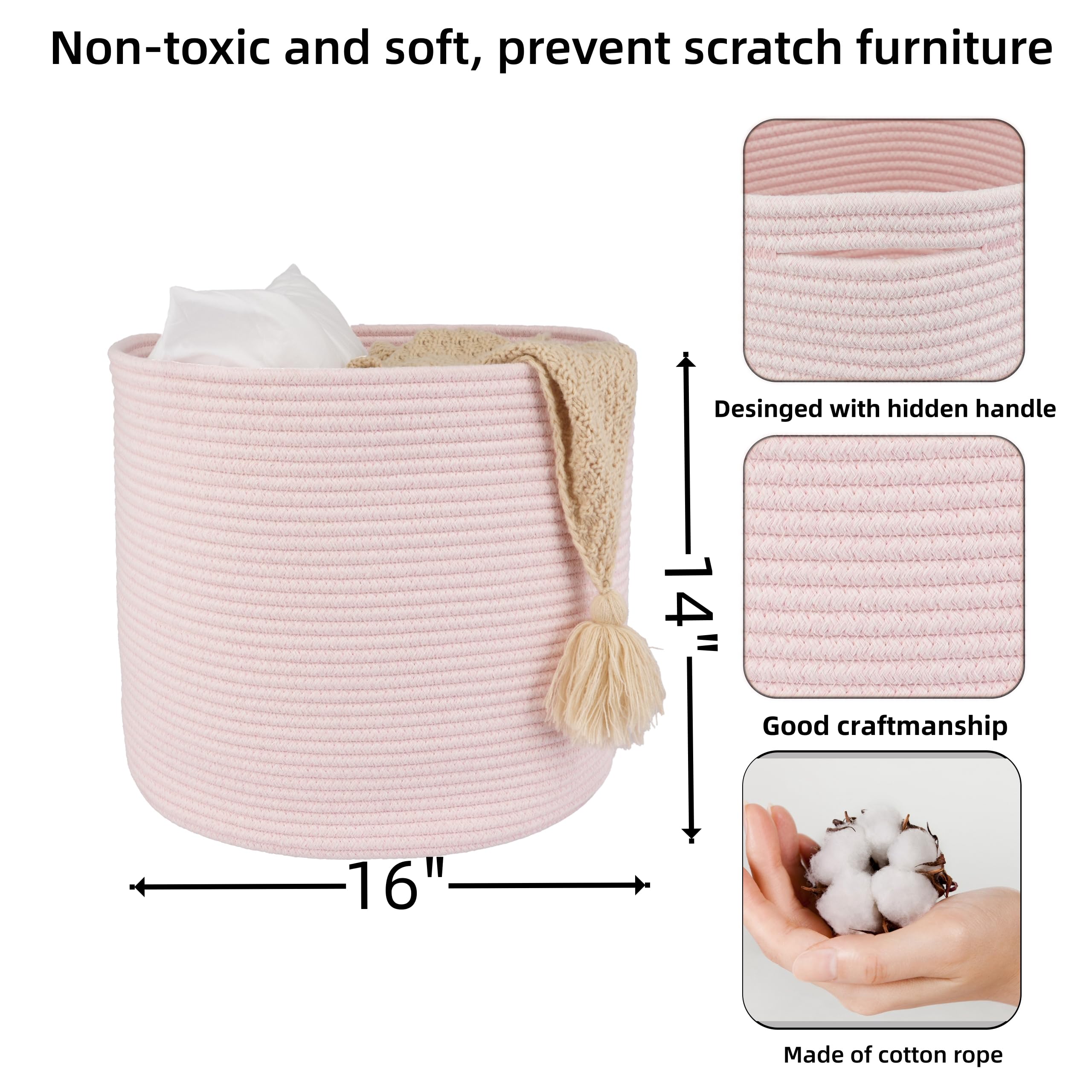 XUANGUO Cotton Rope Basket toy-bin highlights easy toy organization in playrooms.