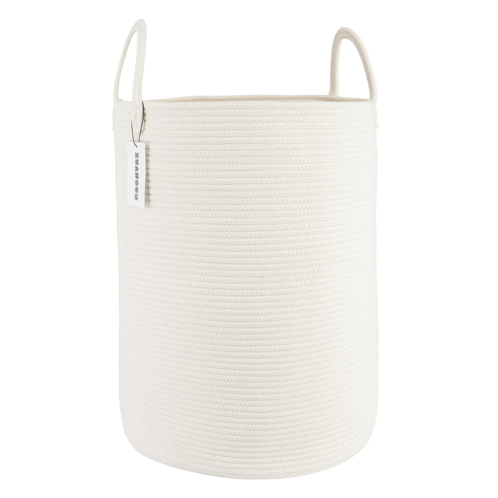 XUANGUO cotton rope laundry basket 16d-22h showing sturdy, spacious laundry option