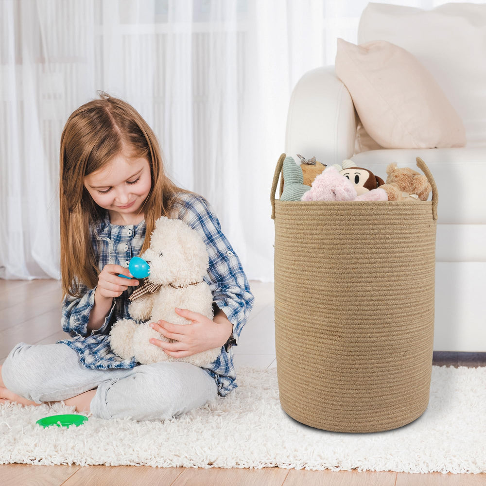 XUANGUO basket in a bedroom complements decor while organizing.