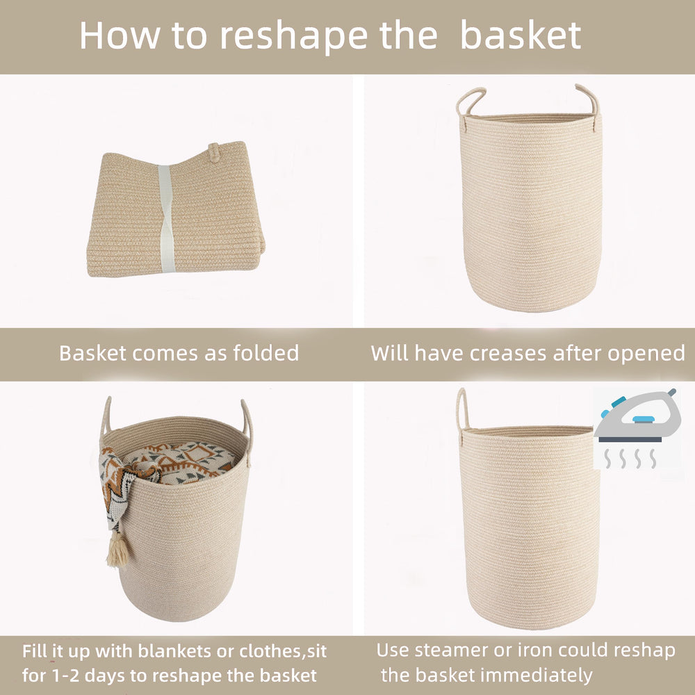 XUANGUO care-wash rope basket is machine washable and dries flat.