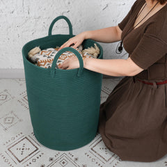 XUANGUO cotton rope laundry basket close-up highlights durable non-toxic cotton weave.