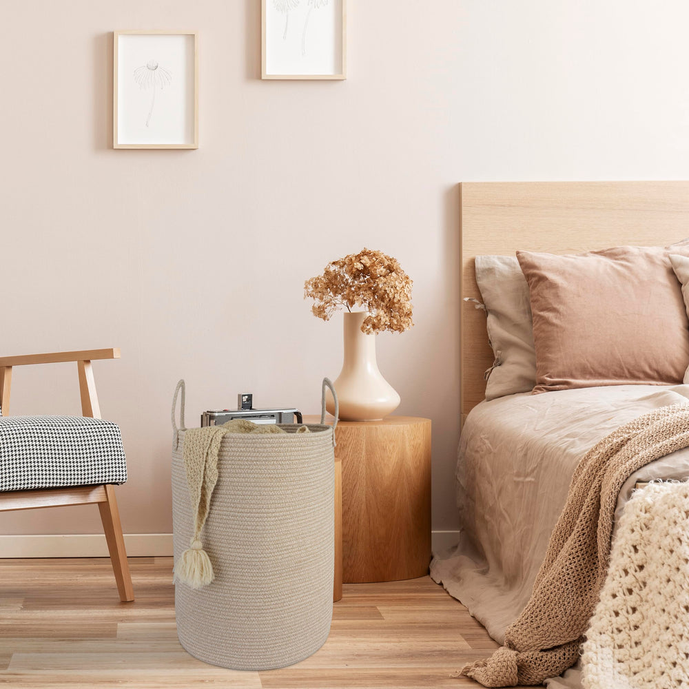 XUANGUO storage basket in dorm room complements decor while reducing clutter.