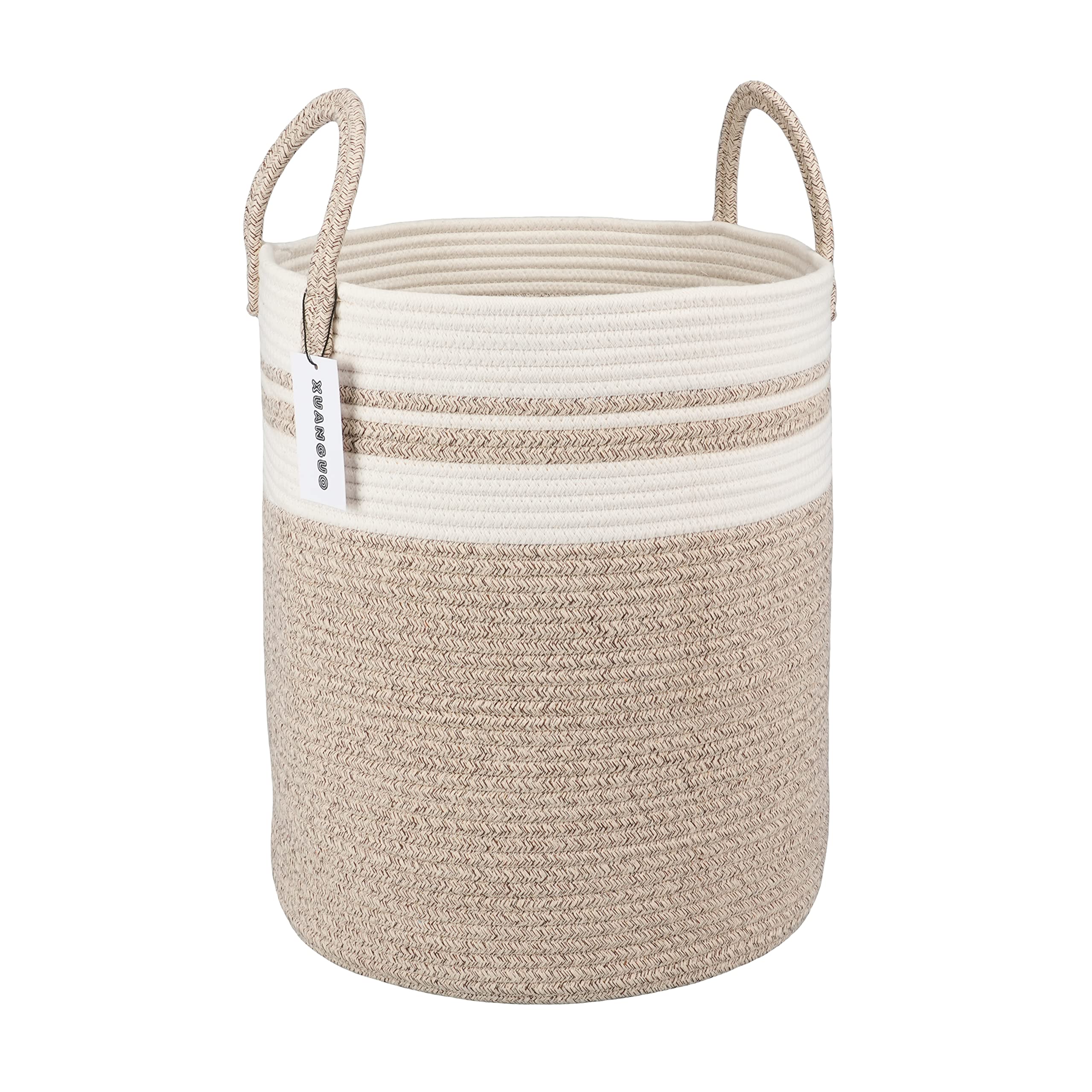 XUANGUO cotton rope laundry basket folded for compact storage.
