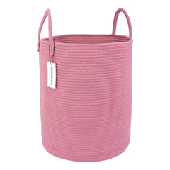 XUANGUO grape purple cotton rope laundry basket with handles for easy laundry transport.