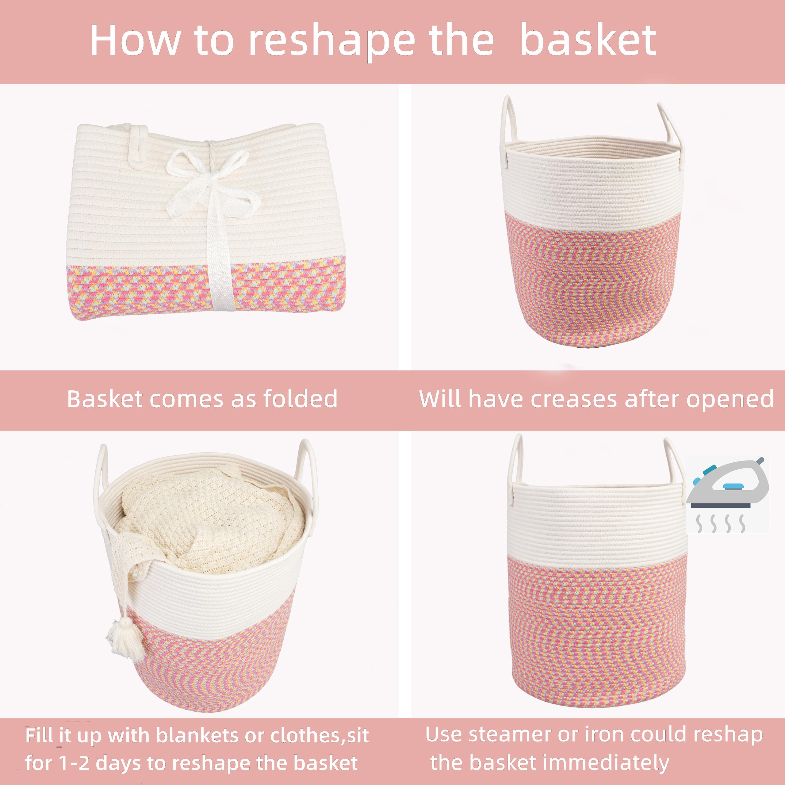 XUANGUO rope basket holds blankets and pillows neatly.
