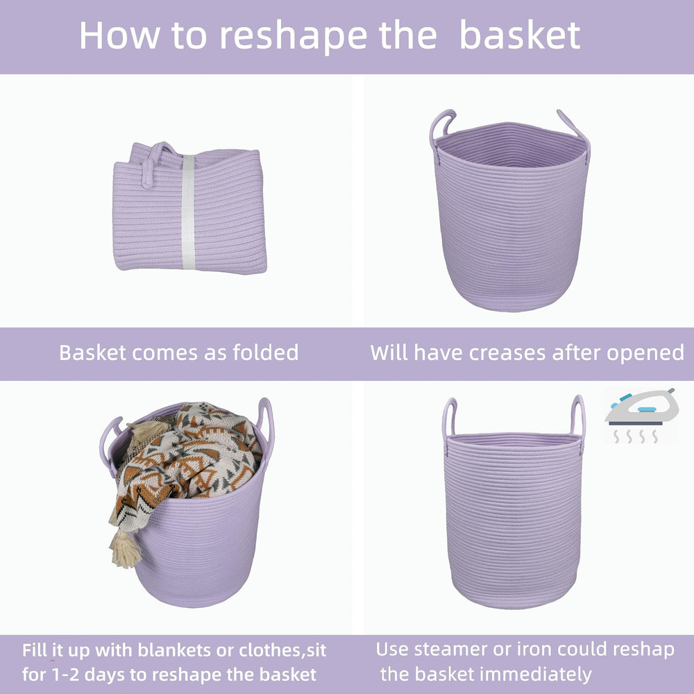 XUANGUO cotton rope laundry basket hamper care-ready, machine washable