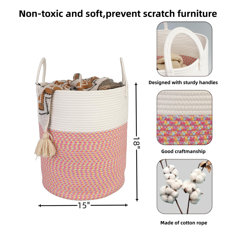 XUANGUO cotton rope laundry basket folded demonstrates space-saving storage.
