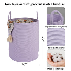 XUANGUO cotton rope laundry basket hamper, handles close-up for easy transport